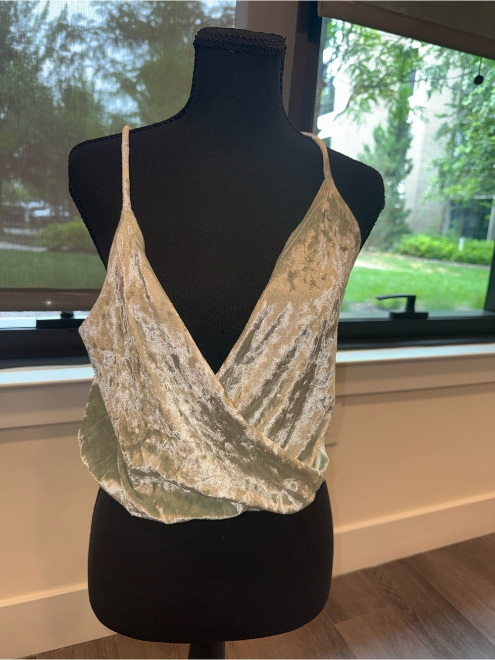 Charlotte Russe Light Sage Green Velvet Wrap Cami